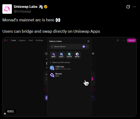 Uniswap and Monad Integration Graphic