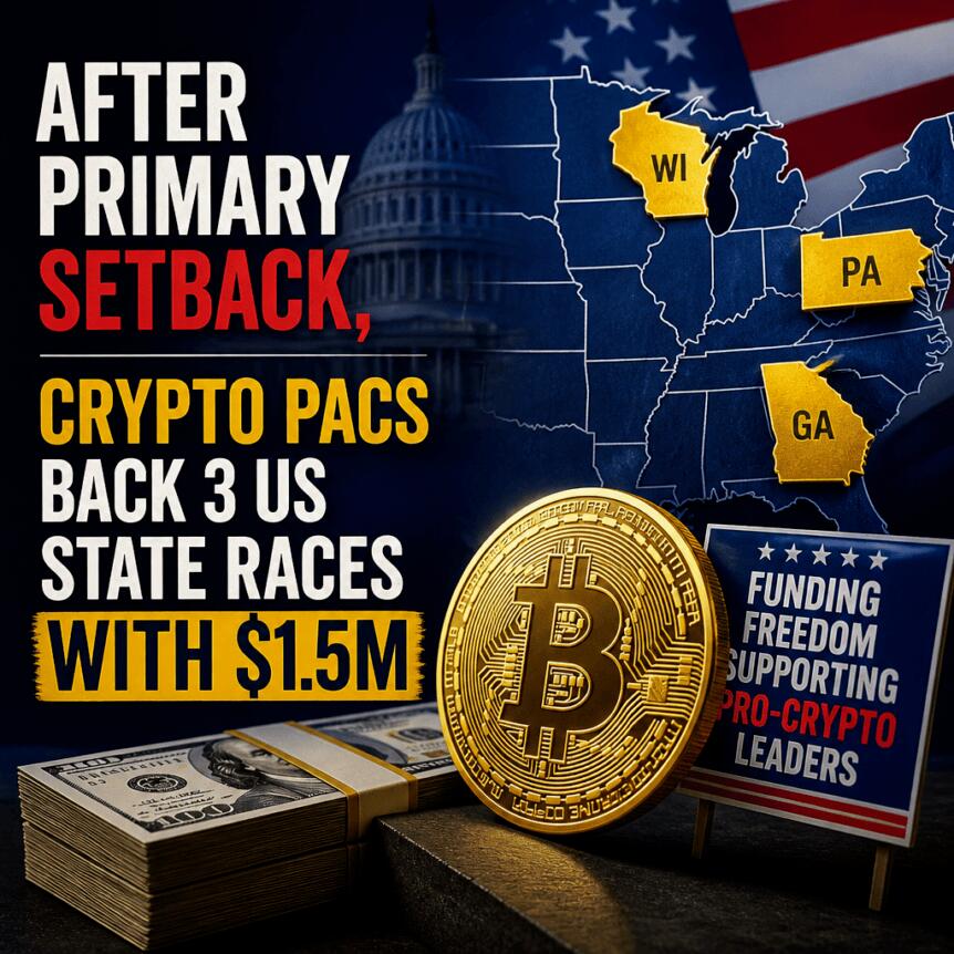 After Primary Setback, Crypto PACs Back 3 US State Races With $1.5M