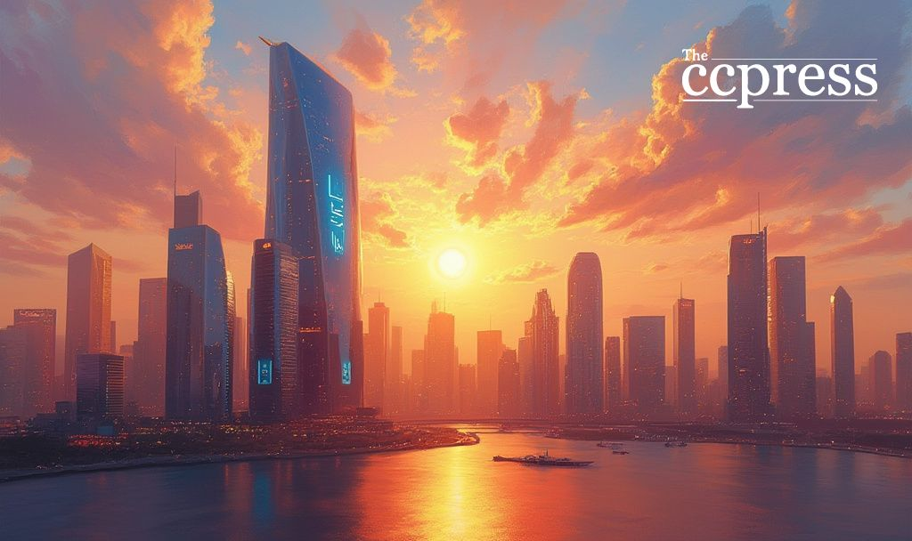 Futuristic Solana cityscape indicating growth potential