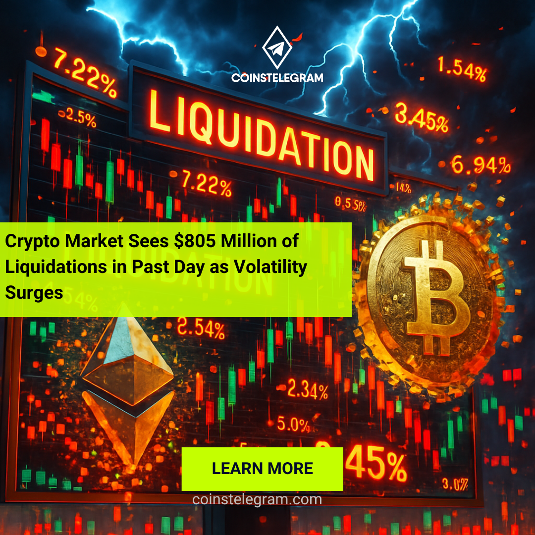 Crypto Market Sees $805 Million of Liquidations in Past Day as Volatility Surges