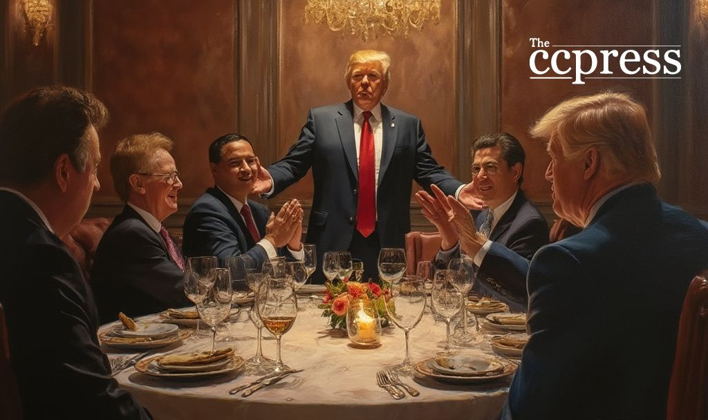 Image of Donald Trump announcing the memecoin dinner