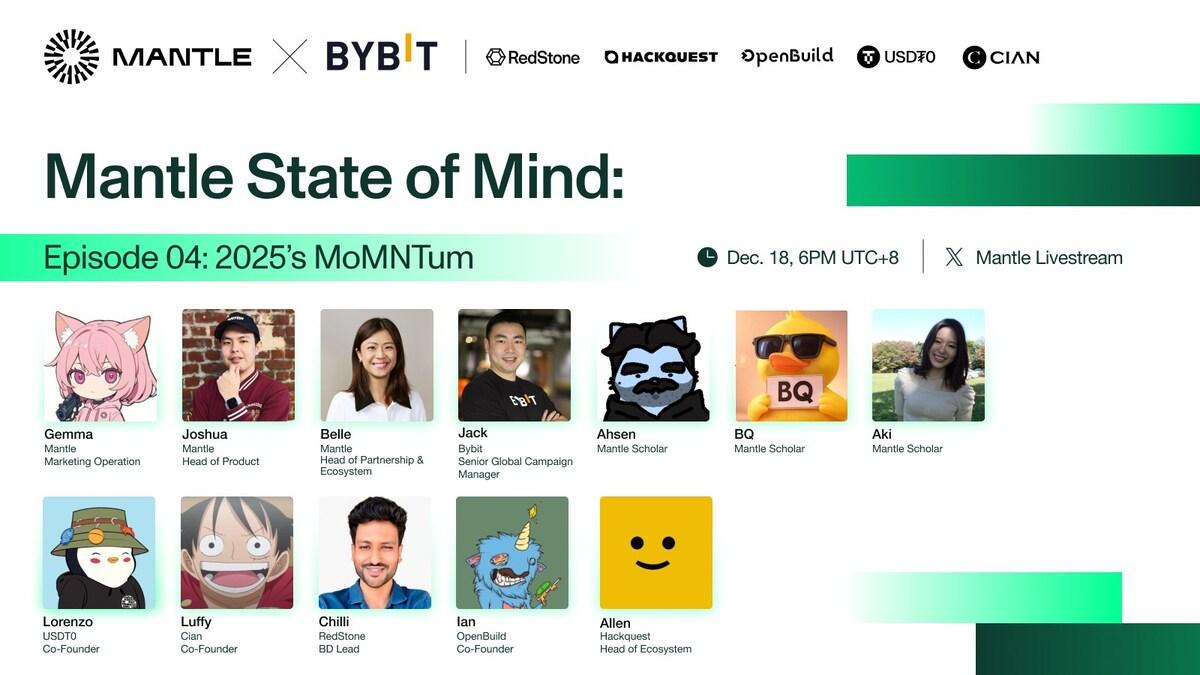 Mantle Hosts End-of-Year Livestream Mantle State of Mind Episode 04, Bringing Together RWA Leaders, Builders, and Global Ecosystem Partners ...