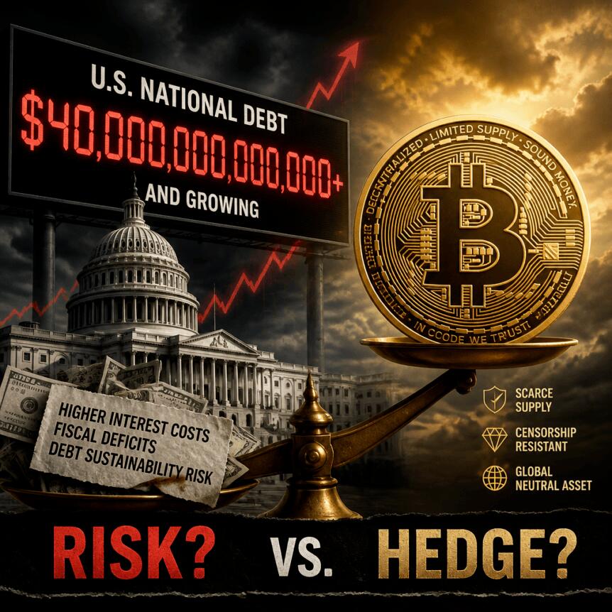 U.S. Debt Surpasses $40T, Renewing Bitcoin Risk vs. Hedge Debate