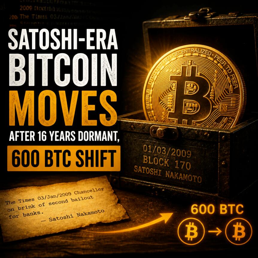 Satoshi-Era Bitcoin Moves After 16 Years Dormant, 600 BTC Shift