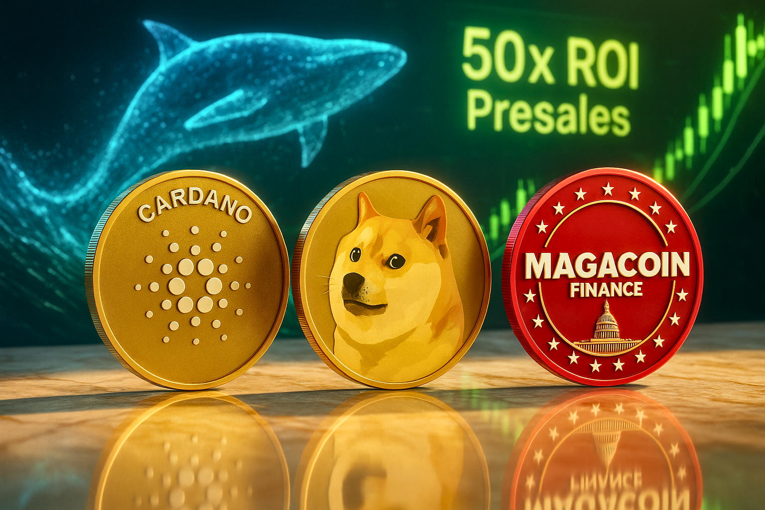 Cardano and Dogecoin See Whale Inflow Surge: Analysts Predict 50x ROI Presales Like MAGACOIN FINANCE