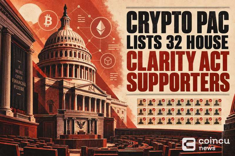 Crypto PAC Lists 32 House CLARITY Act Supporters