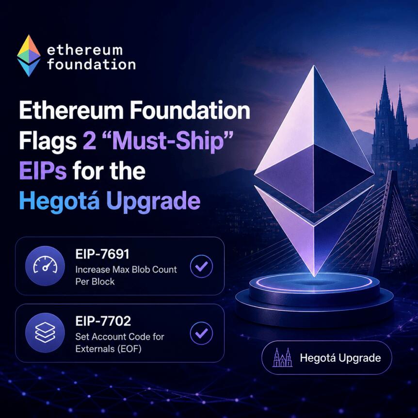 Ethereum Foundation Flags 2 “Must-Ship” EIPs for the Hegotá Upgrade