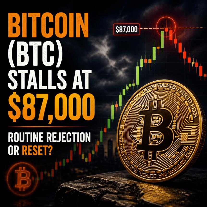Bitcoin (BTC) Stalls At $87,000, Routine Rejection Or Reset?