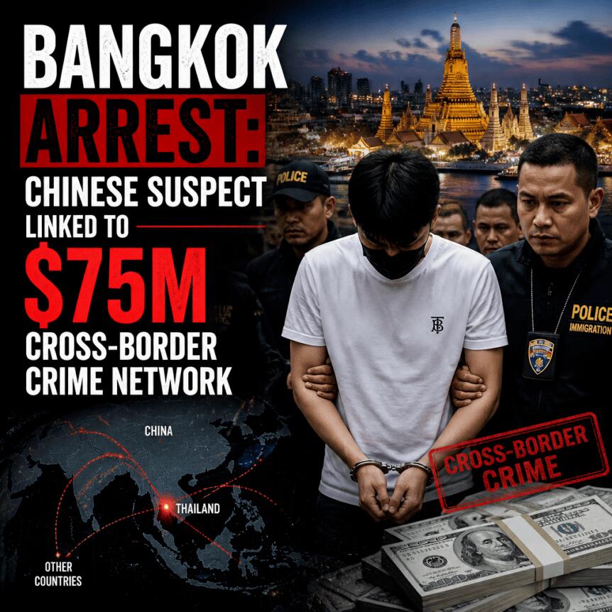 Bangkok Arrest: Chinese Suspect Linked to $75M Cross-Border Crime Network