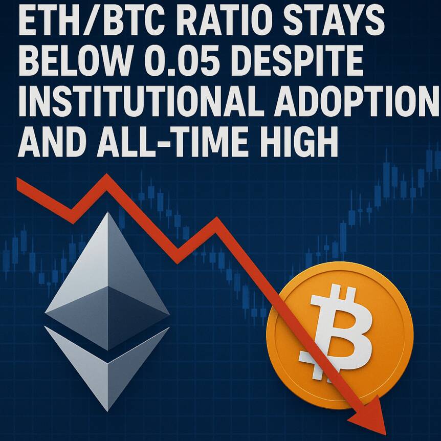 ETH/BTC Ratio Stays Below 0.05 Despite Institutional Adoption and All-Time High