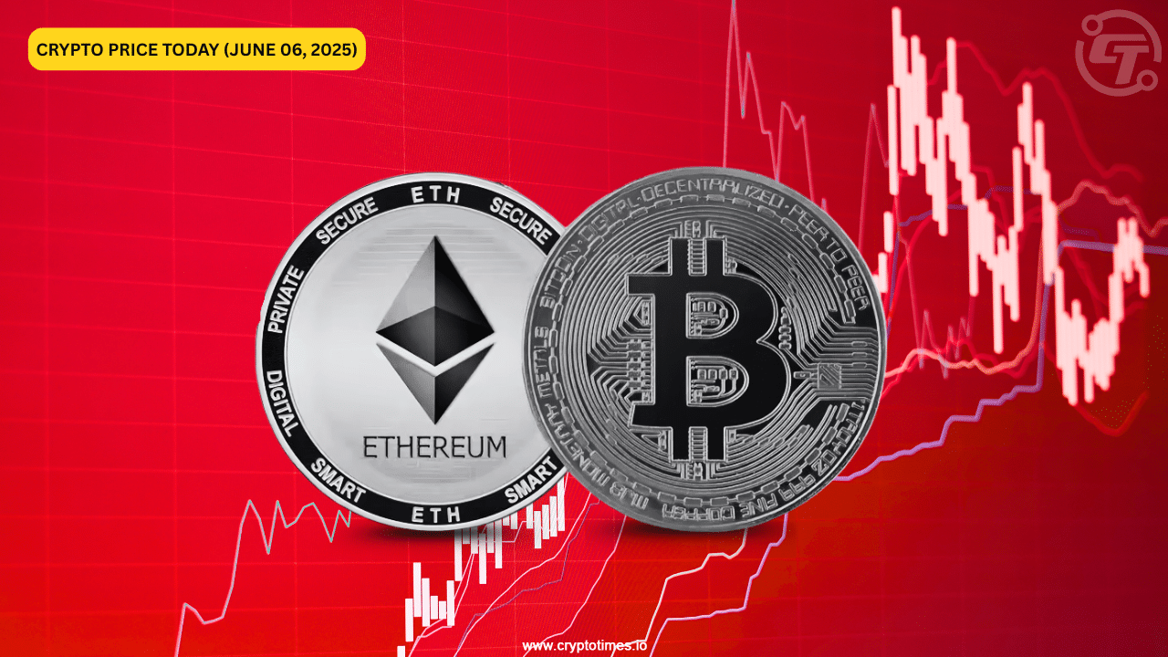 Crypto Price Today (June 6): Market Dumps Ahead of Weekend; Bitcoin Dips to $100K, Ethereum Falls Below $2,500