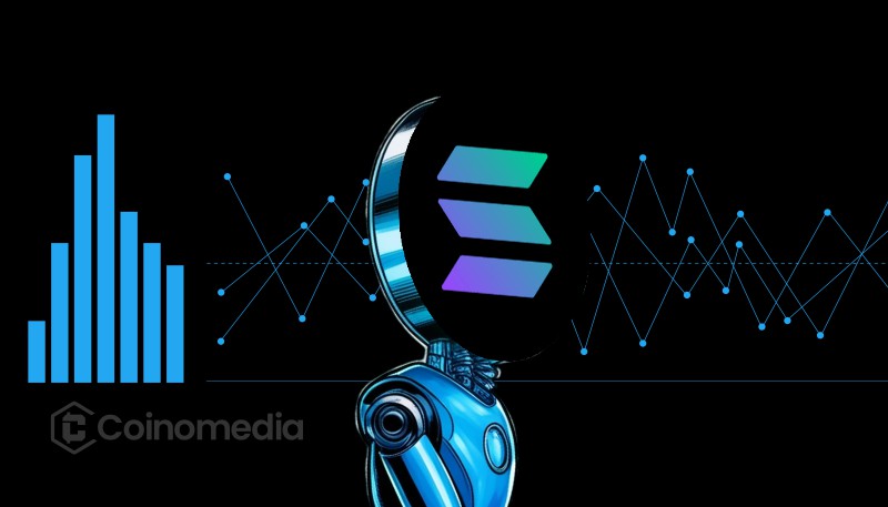 An abstract representation of the Solana blockchain network, visually emphasizing its speed and efficiency.