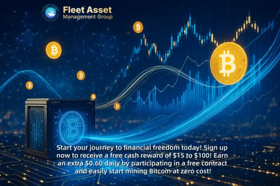 Fleet Mining: Sign up and receive a $100 bonus – start your Bitcoin mining journey with zero cost and zero barriers to entry