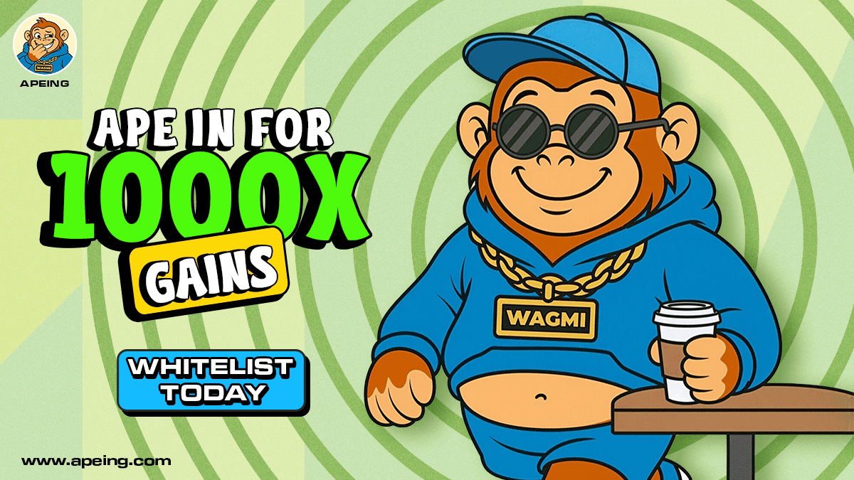 Top Meme Coin Whitelist Goes Wild: Apeing Leads 1000x Crypto Race, While Pudgy Penguins and Pepe Close Behind