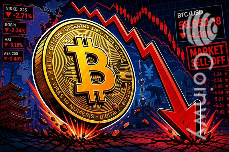Bitcoin Falls Below $59,000 as Asian Equities Slide