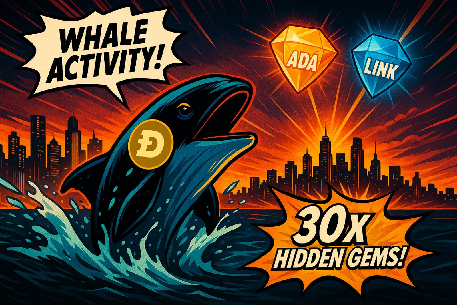 Dogecoin Whale Activity Surges as Cardano (ADA) and Chainlink (LINK) Emerge as 30x Hidden Gems