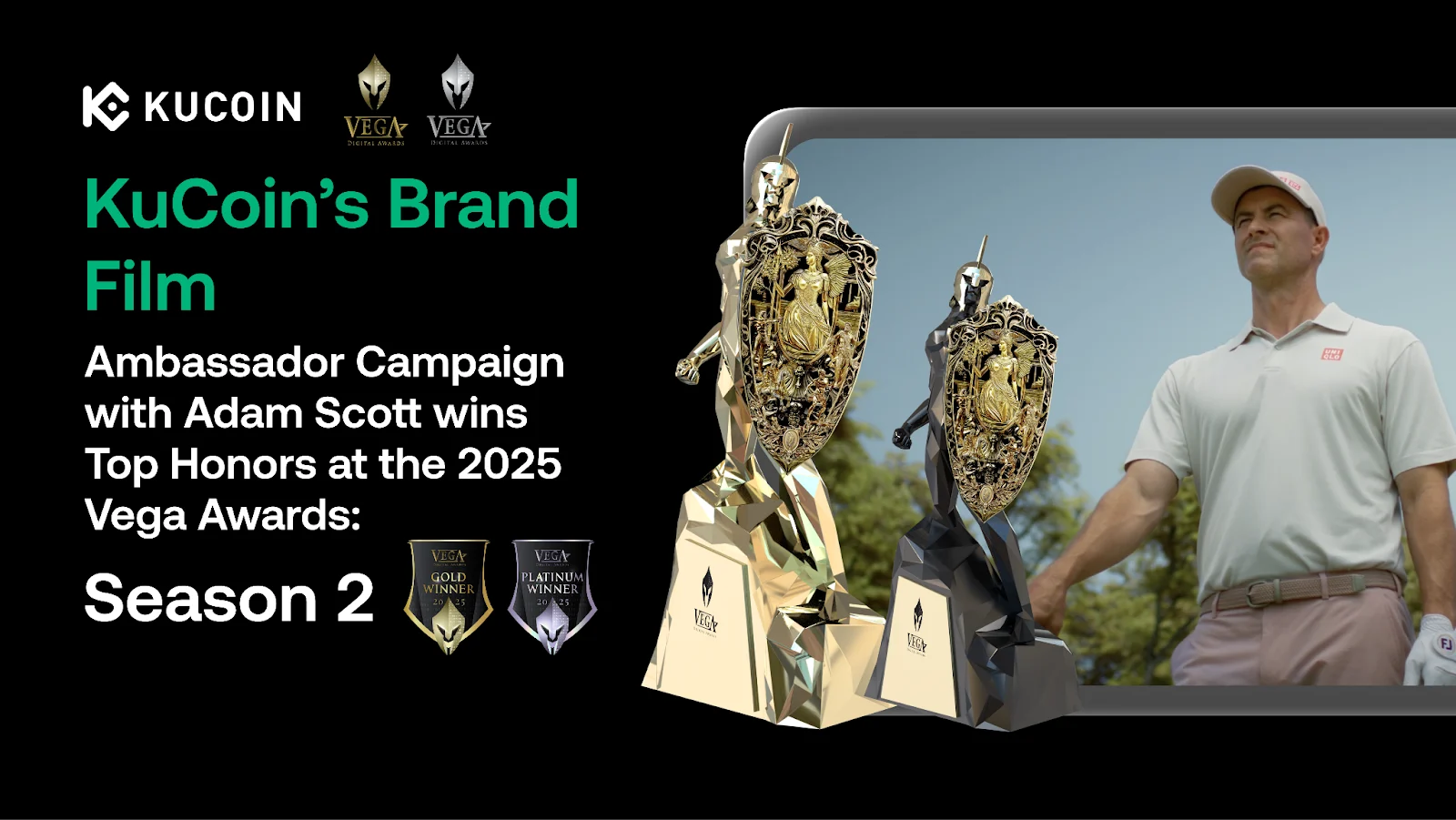 KuCoin and Casual Films Earn Top Honors at 2025 Vega Digital Awards for Brand Film Featuring Golfer Adam Scott