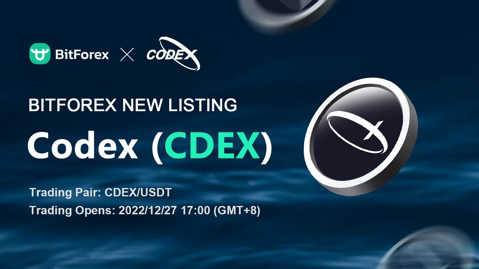 CDEX is now LIVE on Bitforex Global Exchange !