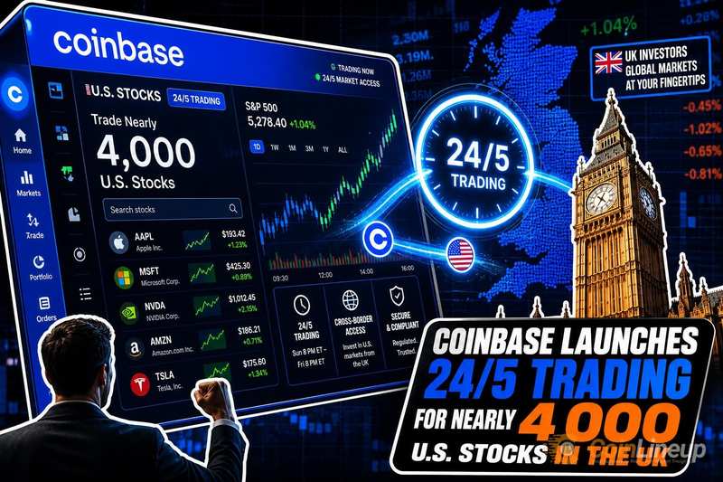 Coinbase Launches 24/5 Trading for Nearly 4,000 U.S. Stocks in the UK