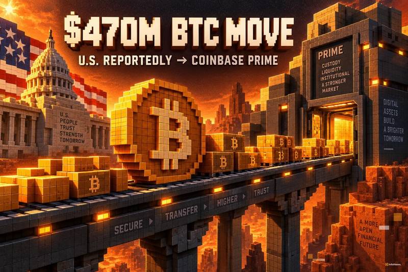 U.S. Reportedly Moves $470M in BTC to Coinbase Prime